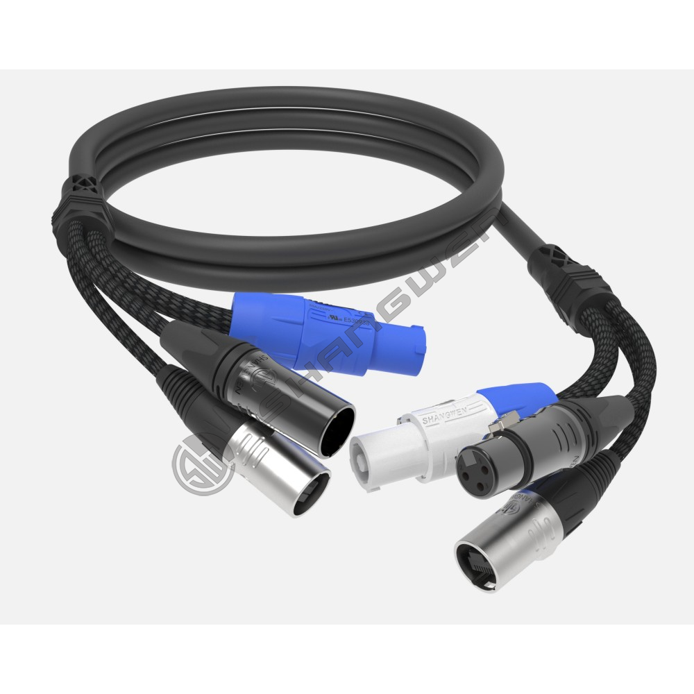 Blue and white Power+RJ45 combination cable